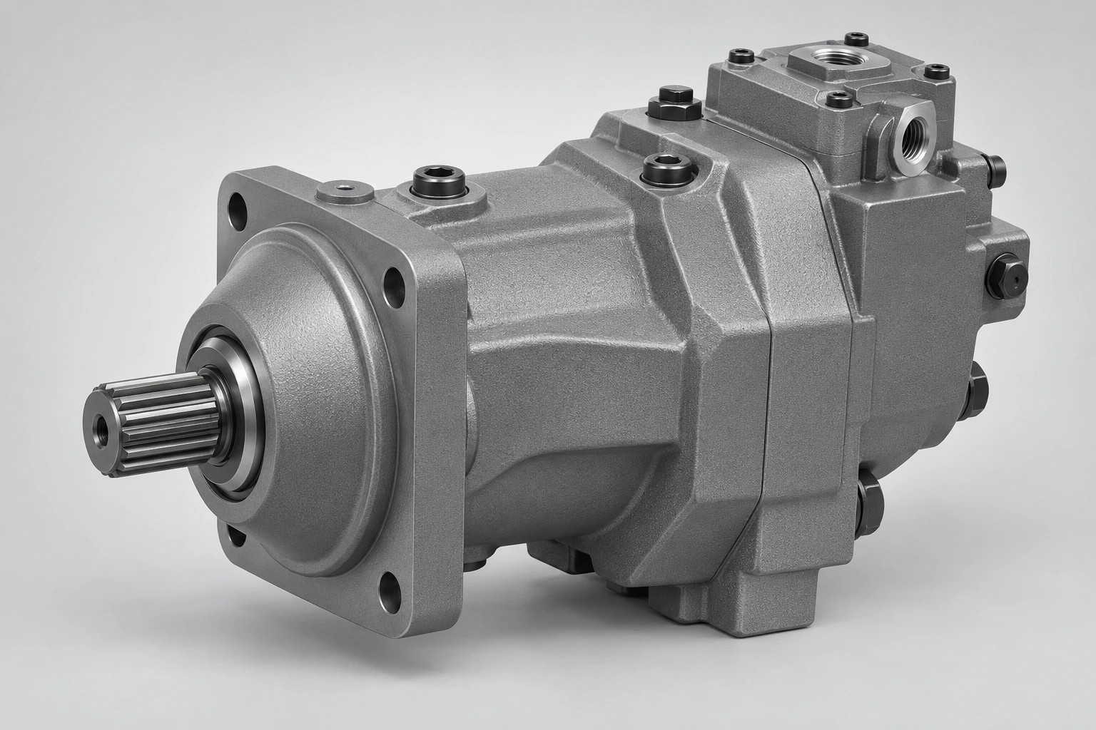 Linde HMF75-02 fixed — Graphitgrauer Axialkolbenmotor im Linde-HMF-Stil