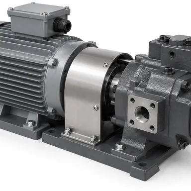 nachi uvn unipump — Original generic electric-motor hydraulic unipump visualization, no manufacturer branding